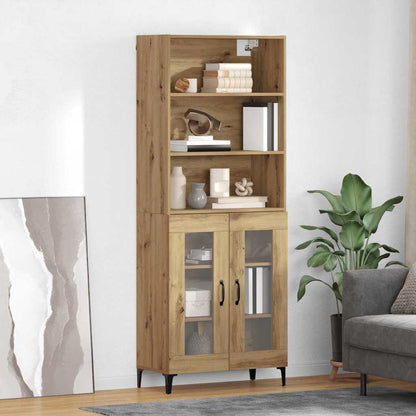 Vysoký Bufet Artisanový Dub 69,5 X 34 X 180 Cm Kompozitní Dřevo