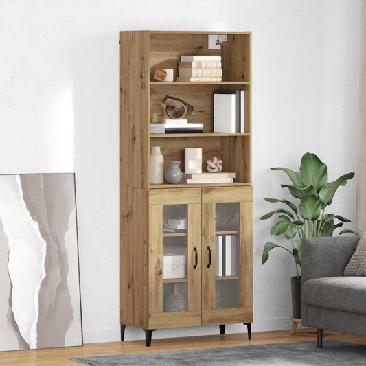 Vysoký Bufet Artisanový Dub 69,5 X 34 X 180 Cm Kompozitní Dřevo