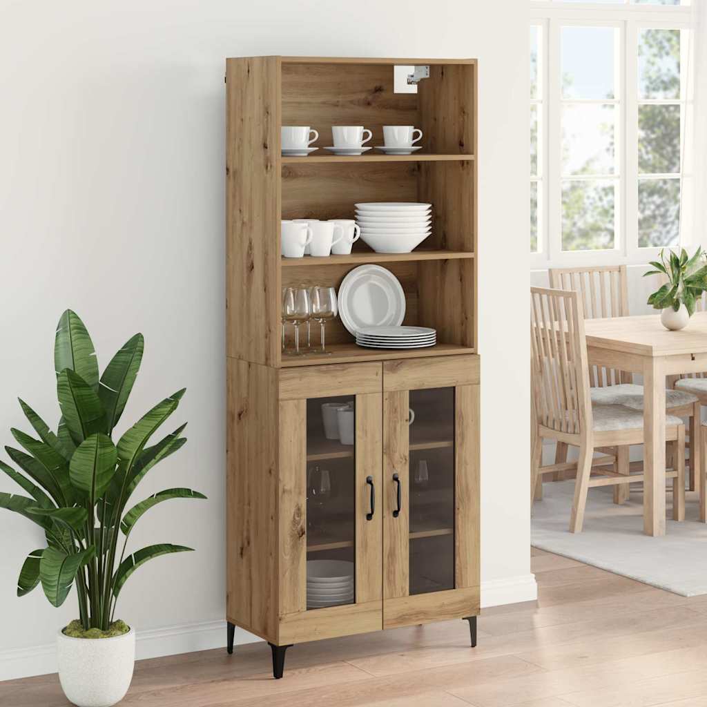 Vysoký Bufet Artisanový Dub 69,5 X 34 X 180 Cm Kompozitní Dřevo