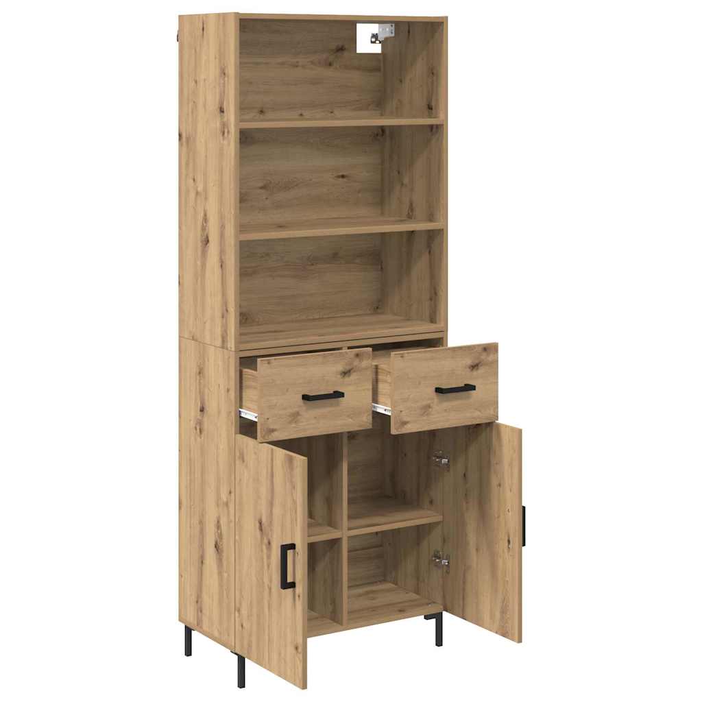 Vysoký Bufet Artisanový Dub 69,5 X 34 X 180 Cm Kompozitní Dřevo