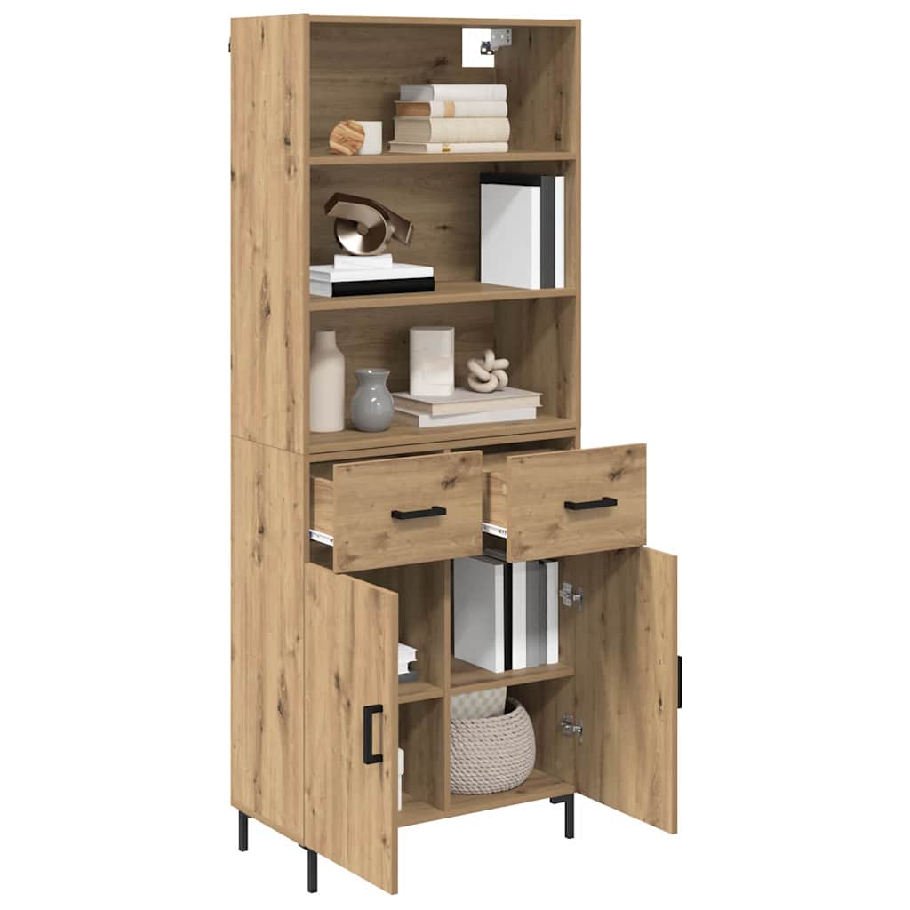 Vysoký Bufet Artisanový Dub 69,5 X 34 X 180 Cm Kompozitní Dřevo