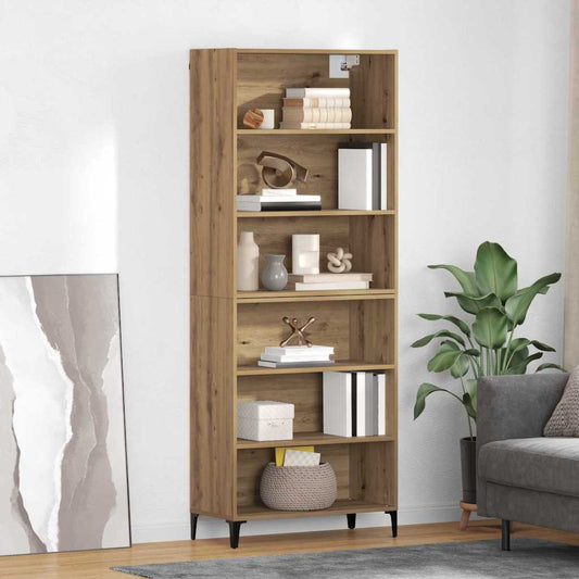 Vysoký Bufet Artisanový Dub 69,5 X 34 X 180 Cm Kompozitní Dřevo