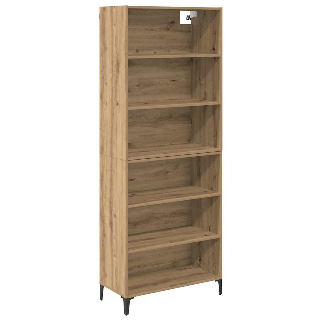 Vysoký Bufet Artisanový Dub 69,5 X 34 X 180 Cm Kompozitní Dřevo