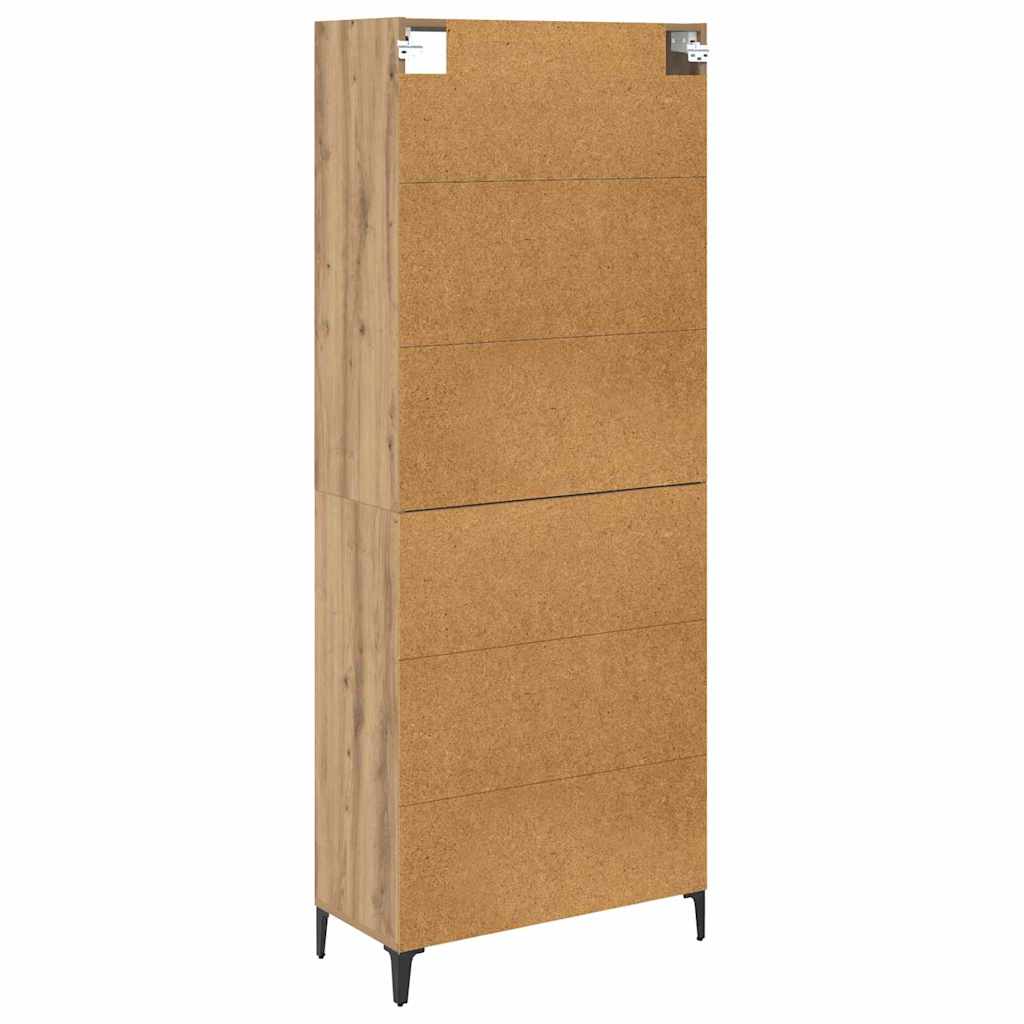 Vysoký Bufet Artisanový Dub 69,5 X 34 X 180 Cm Kompozitní Dřevo