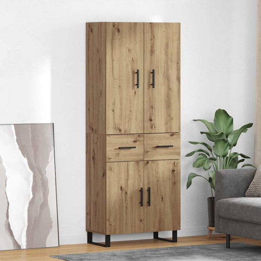 Vysoký Bufet 2 Ks Artisanový Dub 69,5 X 34 X 180 Cm