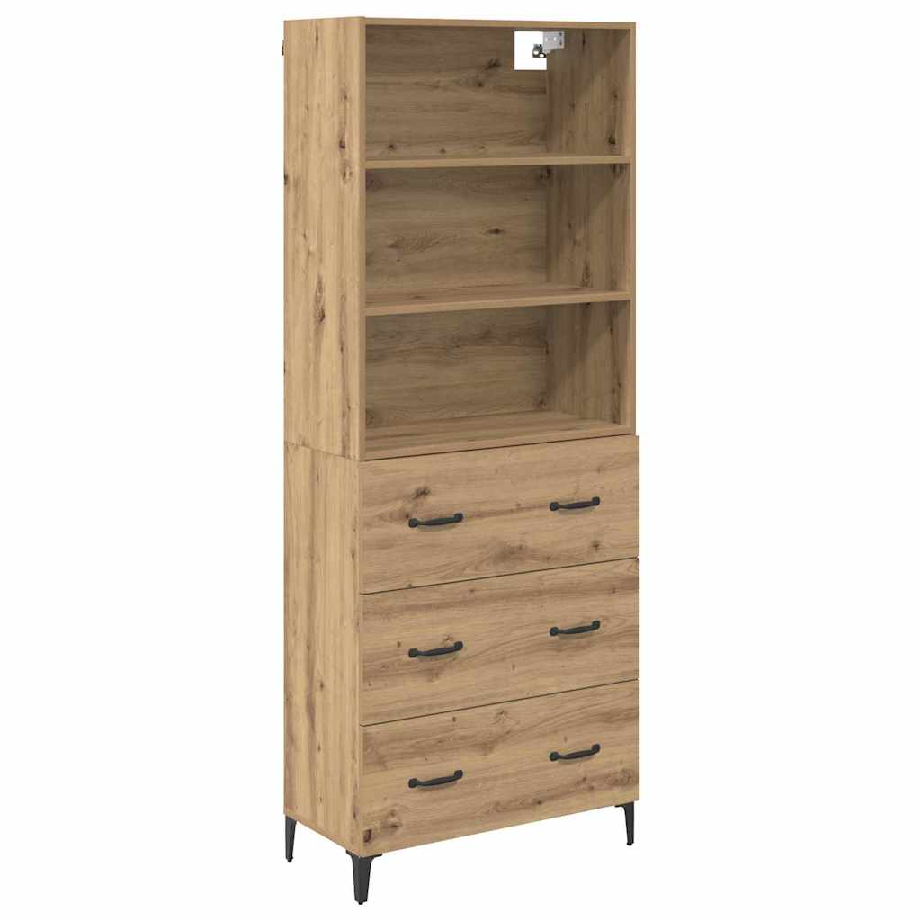 Vysoký Bufet Artisanový Dub 69,5 X 34 X 180 Cm Kompozitní Dřevo