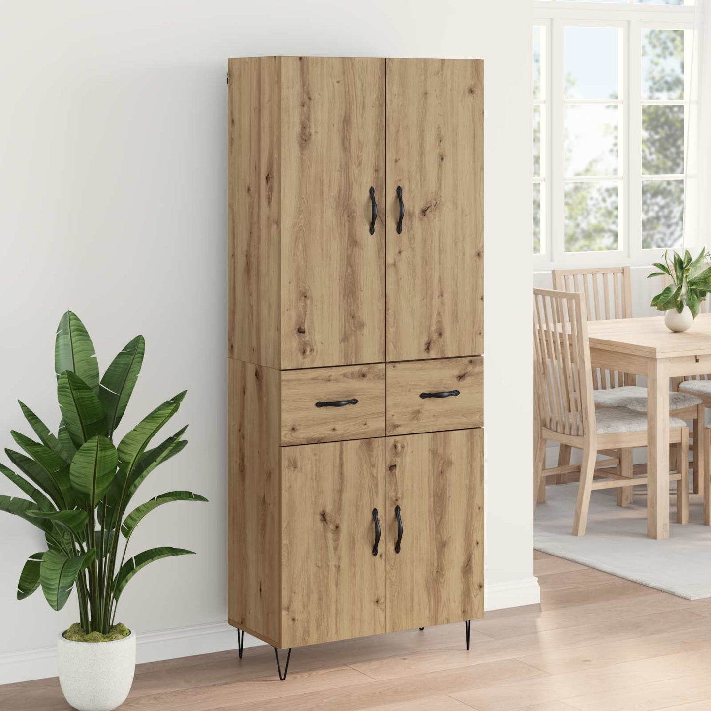 Vysoký Bufet 2 Ks Artisanový Dub 69,5 X 34 X 180 Cm