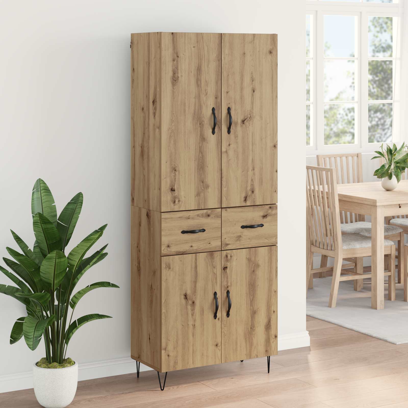 Vysoký Bufet 2 Ks Artisanový Dub 69,5 X 34 X 180 Cm