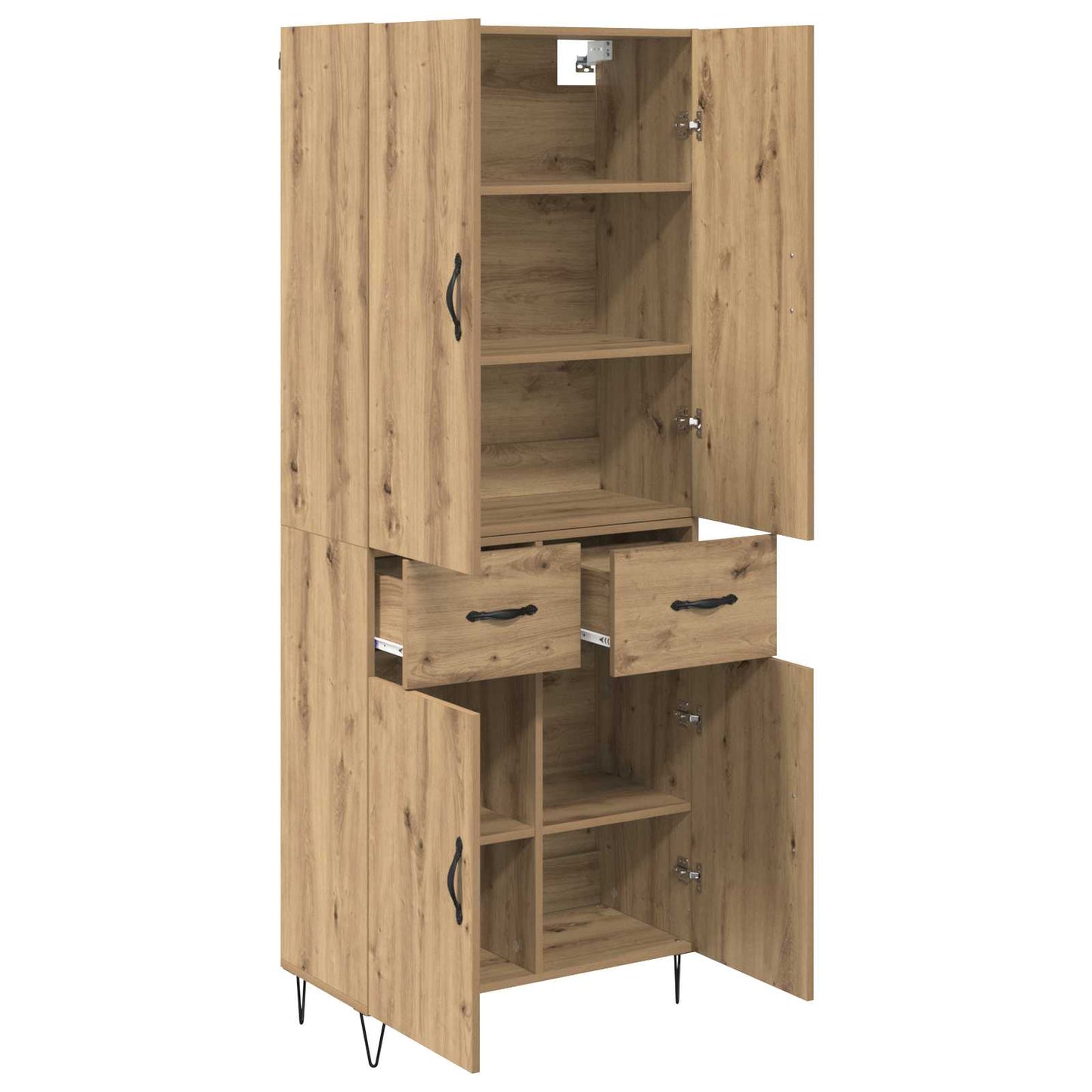 Vysoký Bufet 2 Ks Artisanový Dub 69,5 X 34 X 180 Cm