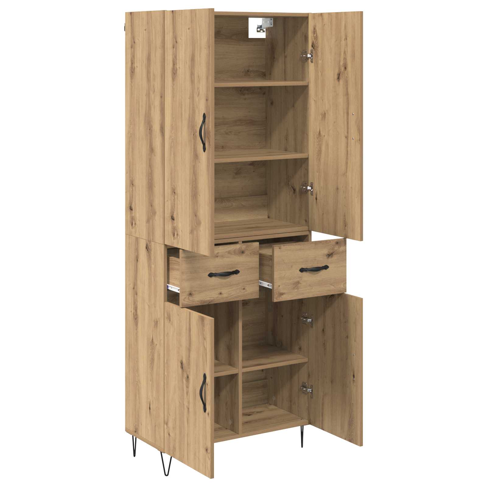 Vysoký Bufet 2 Ks Artisanový Dub 69,5 X 34 X 180 Cm