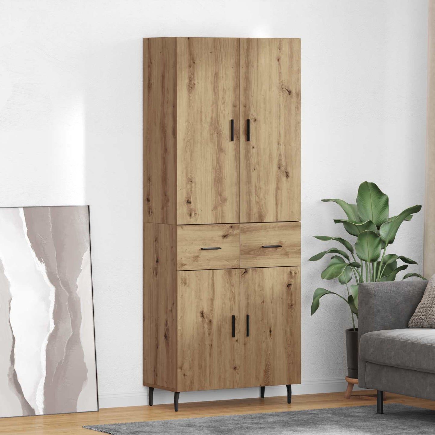 Vysoký Bufet 2 Ks Artisanový Dub 69,5 X 34 X 180 Cm