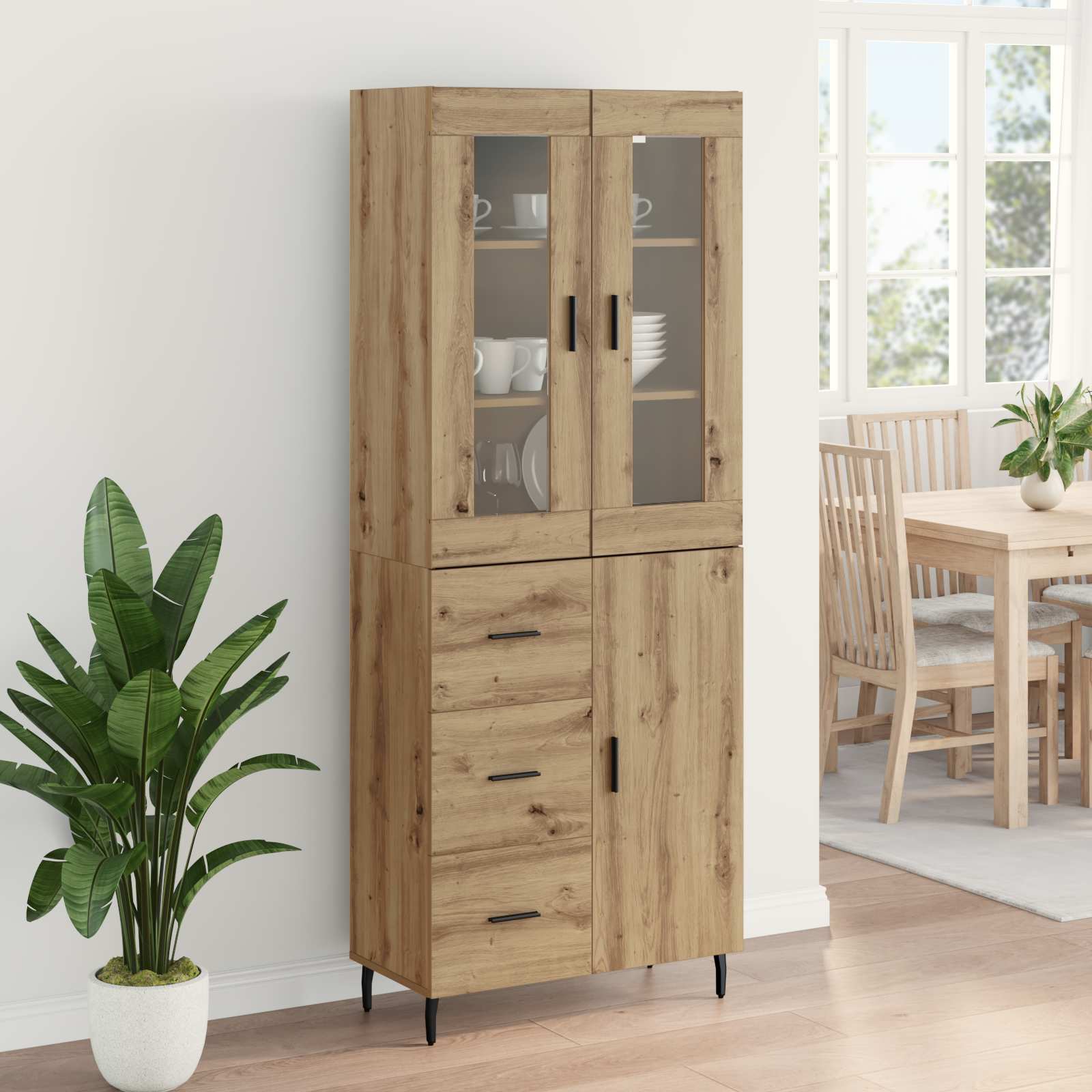 Vysoký Bufet 2 Ks Artisanový Dub 69,5 X 34 X 180 Cm