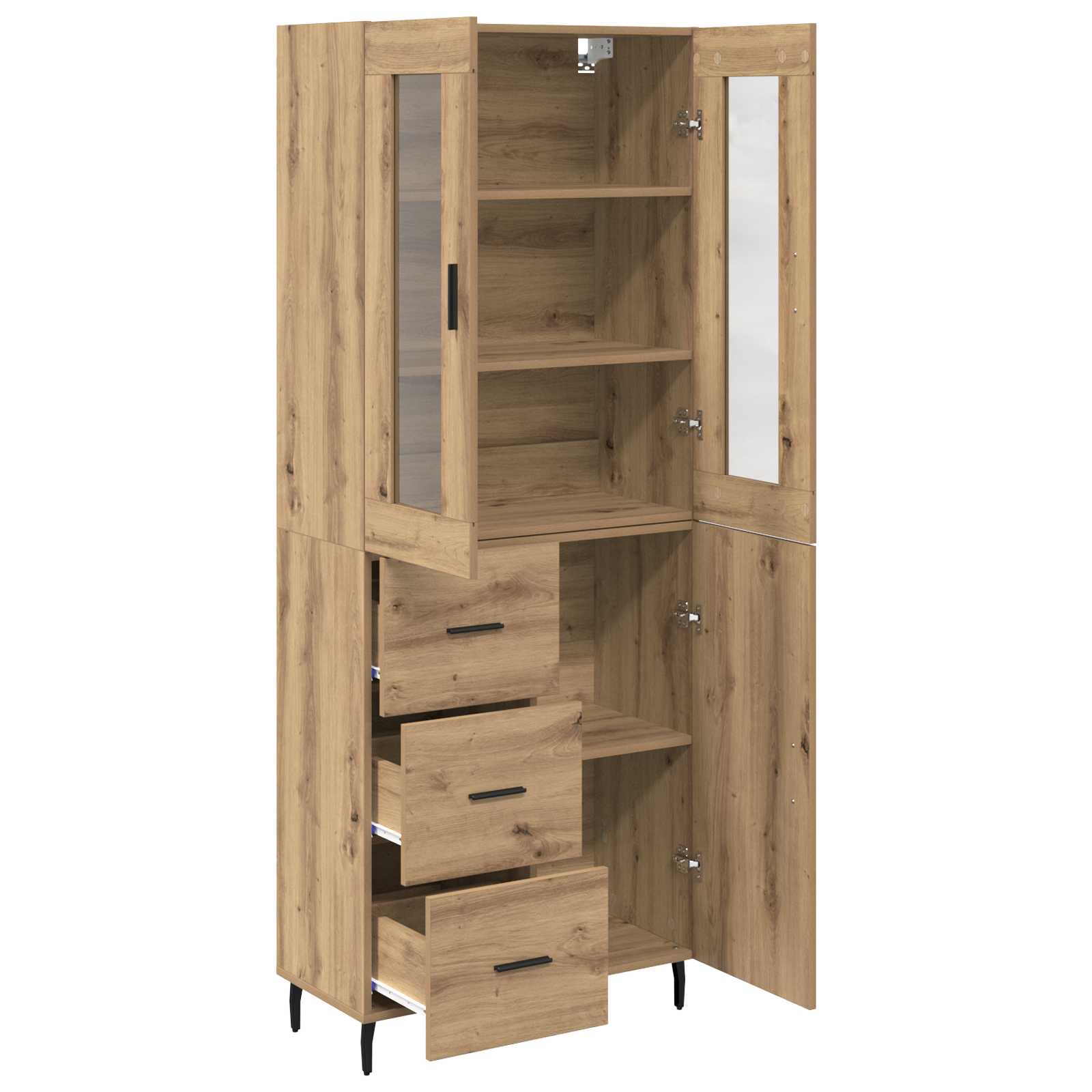 Vysoký Bufet 2 Ks Artisanový Dub 69,5 X 34 X 180 Cm