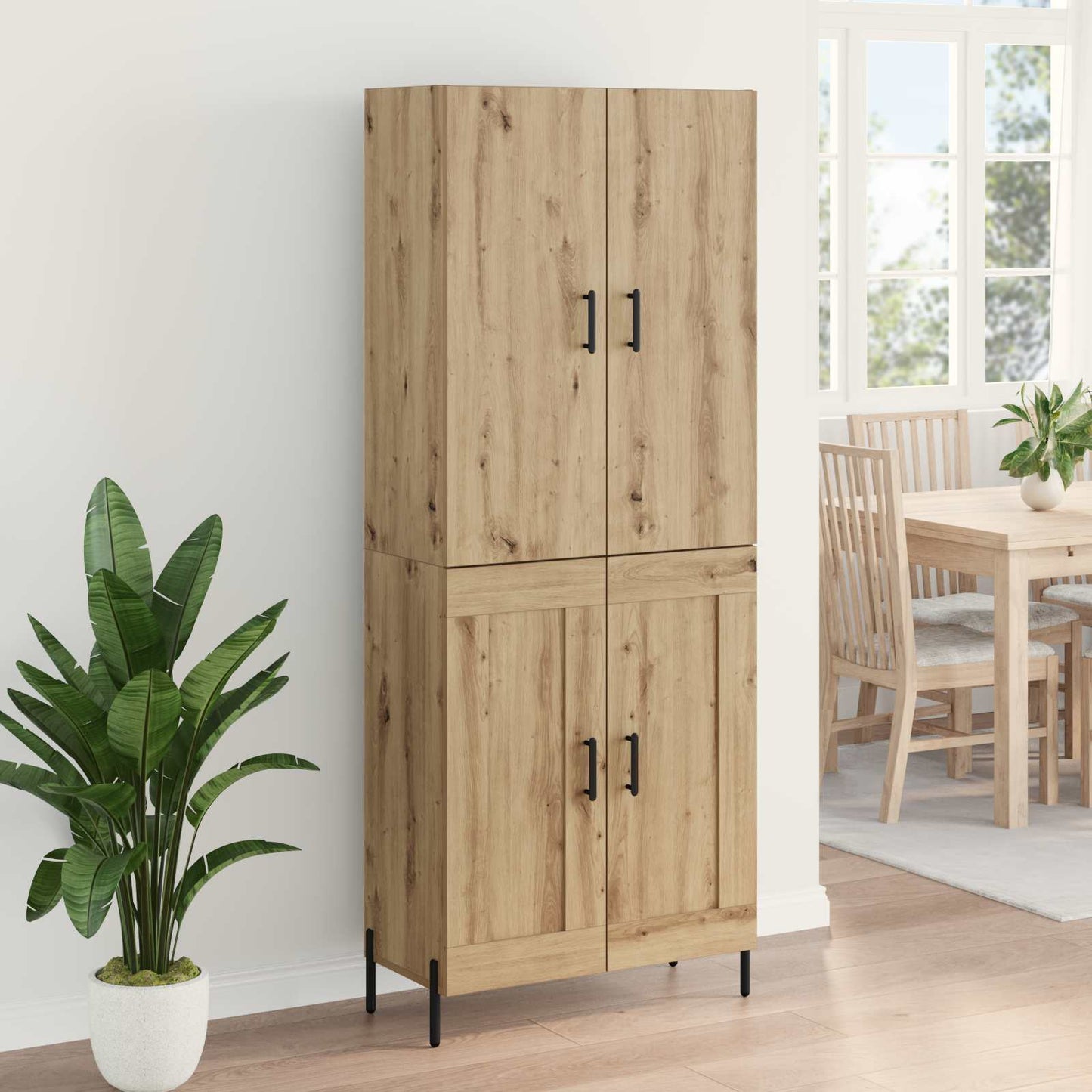 Vysoký Bufet Artisanový Dub 69,5 X 34 X 180 Cm Kompozitní Dřevo