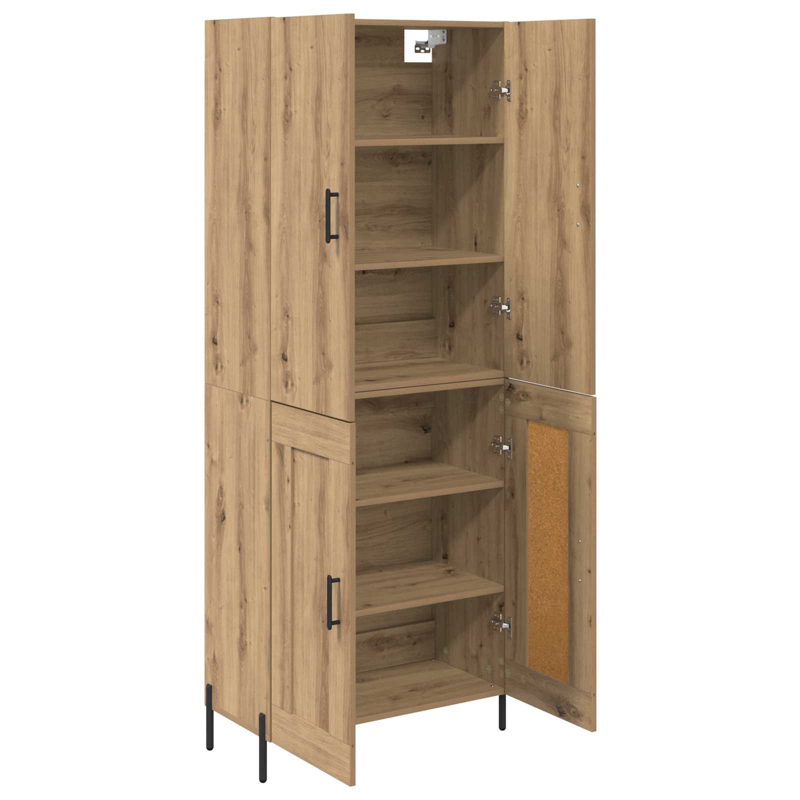 Vysoký Bufet Artisanový Dub 69,5 X 34 X 180 Cm Kompozitní Dřevo
