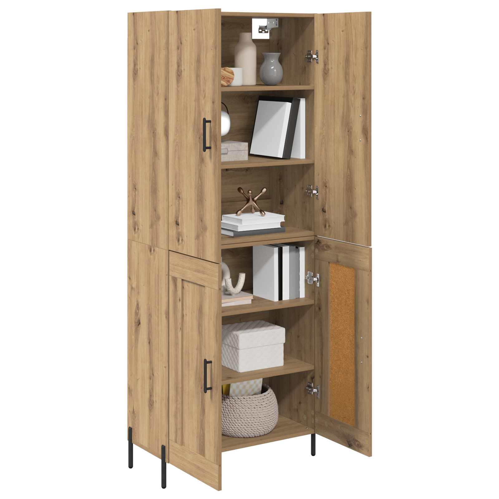 Vysoký Bufet Artisanový Dub 69,5 X 34 X 180 Cm Kompozitní Dřevo