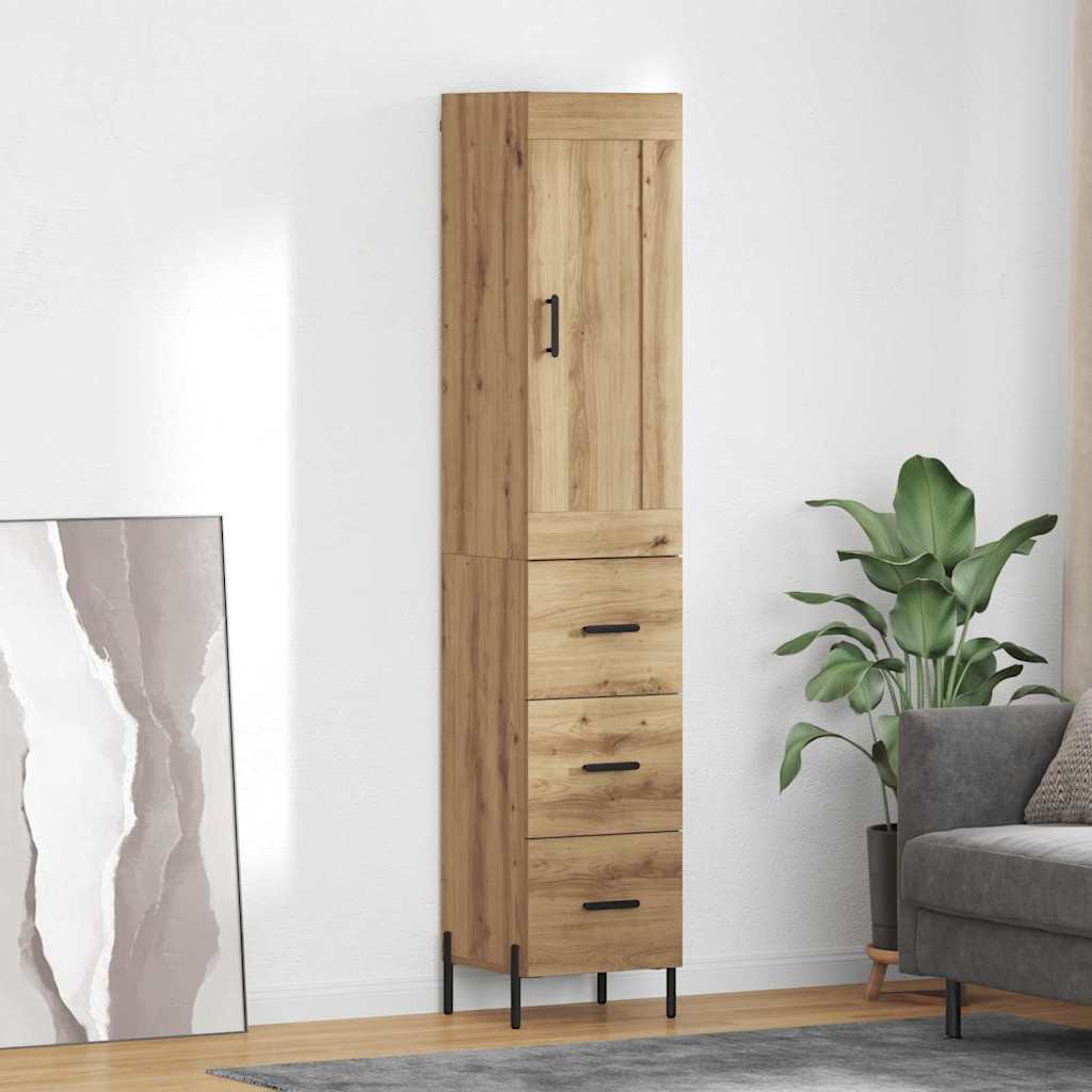 Vysoký Bufet Artisanový Dub 34,5 X 34 X 180 Cm Kompozitní Dřevo
