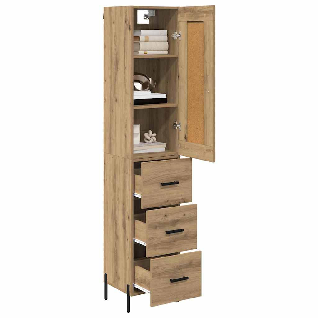Vysoký Bufet Artisanový Dub 34,5 X 34 X 180 Cm Kompozitní Dřevo
