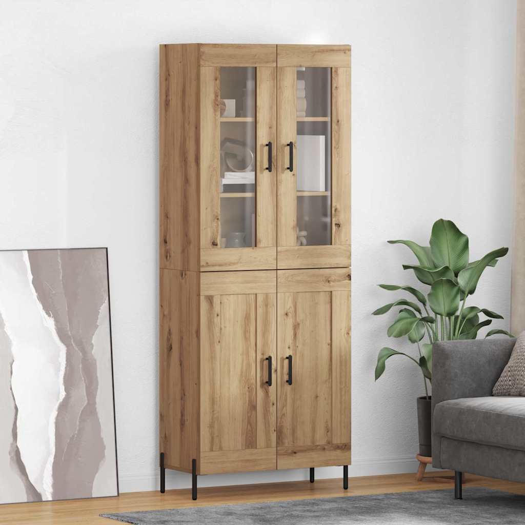 Vysoký Bufet Artisanový Dub 69,5 X 34 X 180 Cm Kompozitní Dřevo