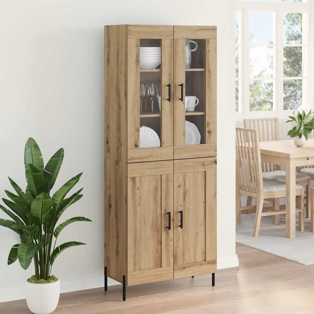Vysoký Bufet Artisanový Dub 69,5 X 34 X 180 Cm Kompozitní Dřevo