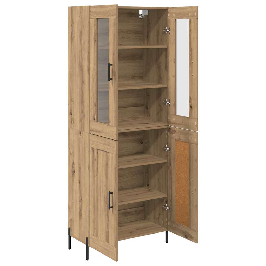 Vysoký Bufet Artisanový Dub 69,5 X 34 X 180 Cm Kompozitní Dřevo