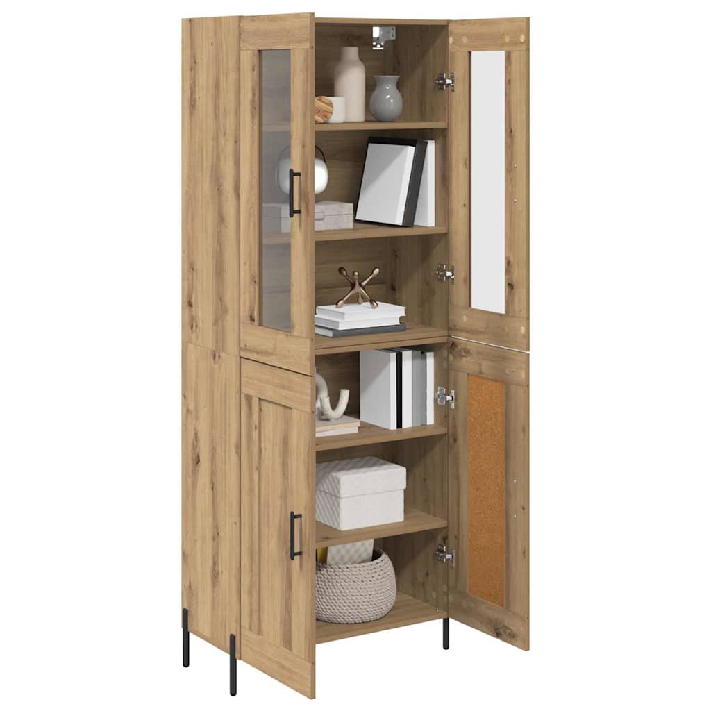 Vysoký Bufet Artisanový Dub 69,5 X 34 X 180 Cm Kompozitní Dřevo