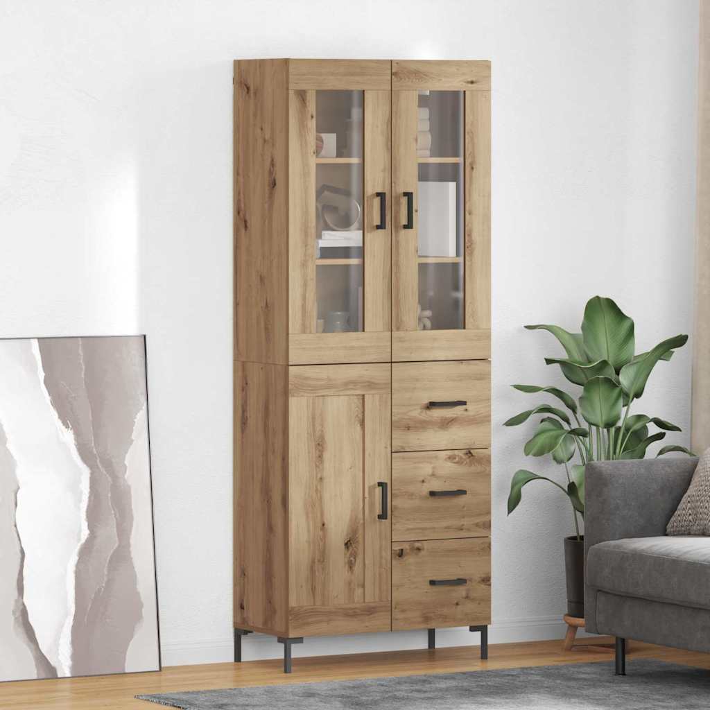 Vysoký Bufet 2 Ks Artisanový Dub 69,5 X 34 X 180 Cm