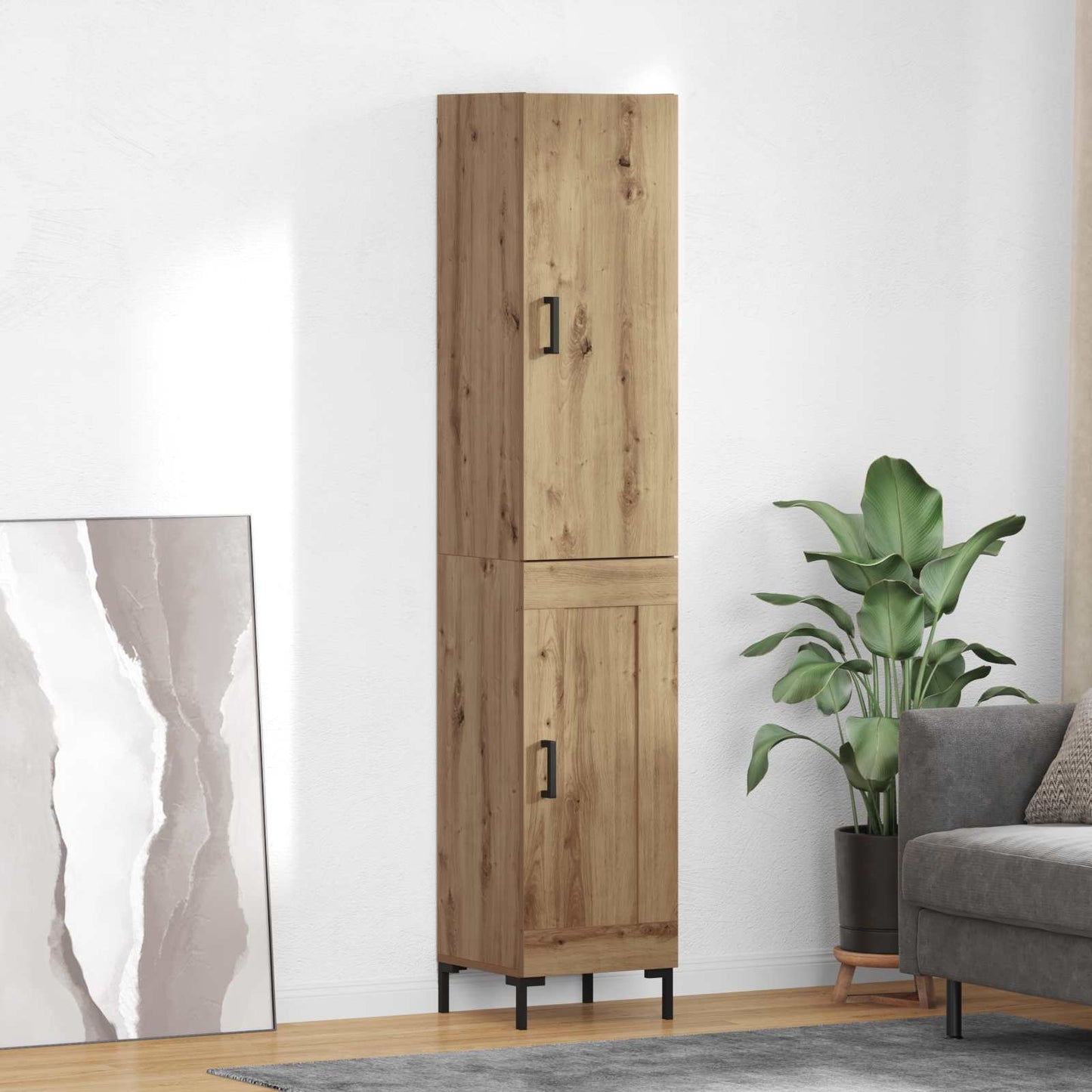 Vysoký Bufet Artisanový Dub 34,5 X 34 X 180 Cm Kompozitní Dřevo