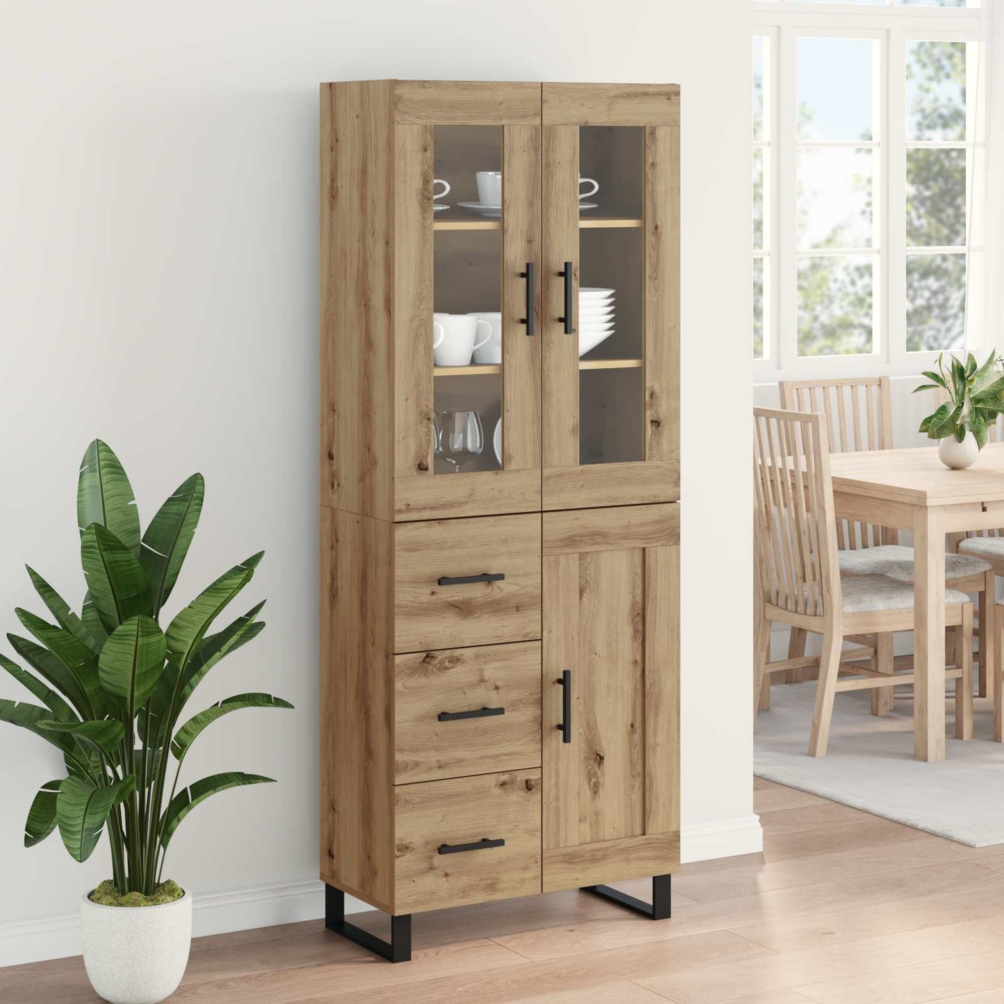 Vysoký Bufet 2 Ks Artisanový Dub 69,5 X 34 X 180 Cm