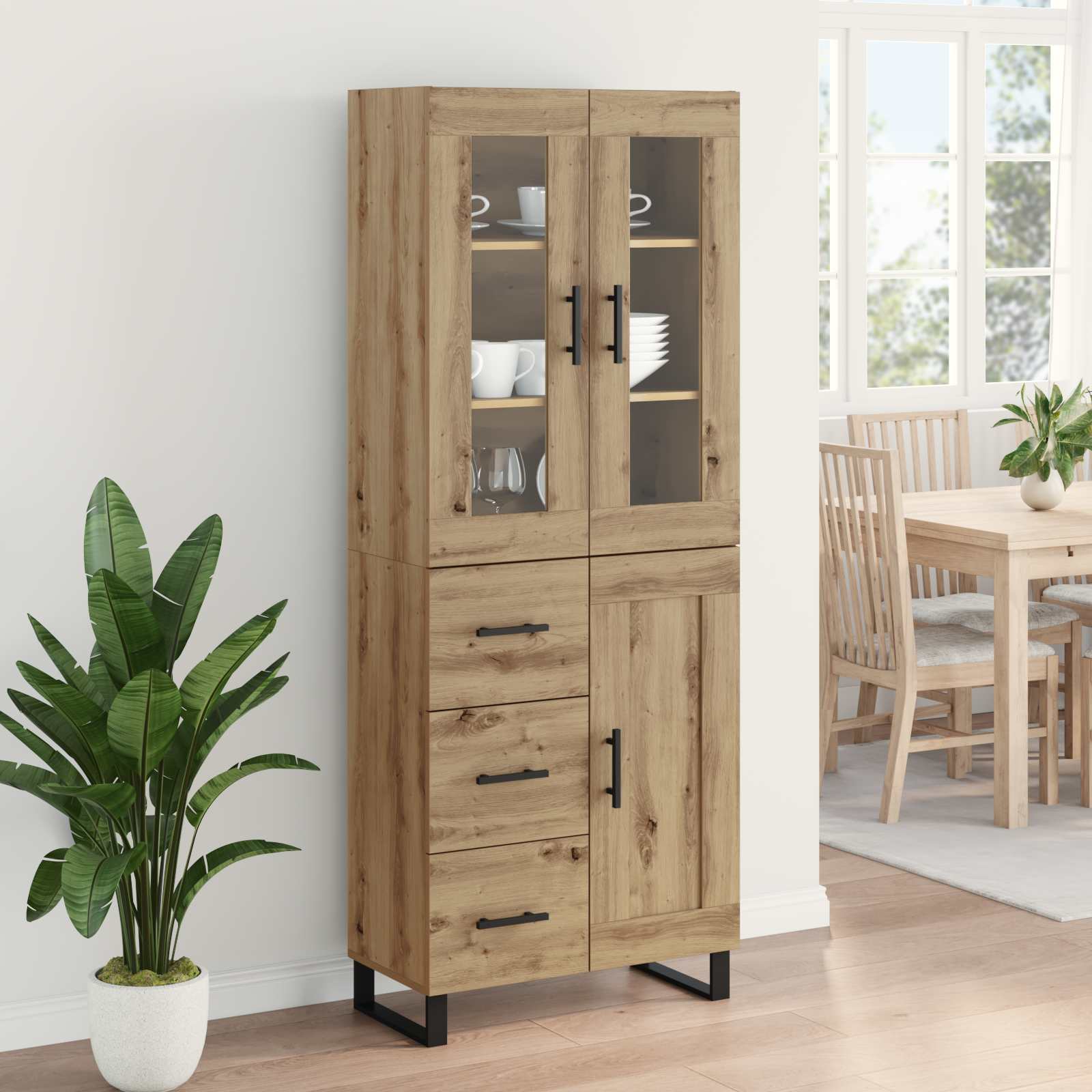 Vysoký Bufet 2 Ks Artisanový Dub 69,5 X 34 X 180 Cm