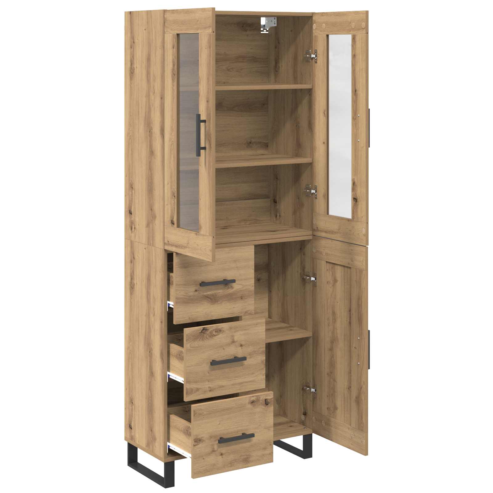 Vysoký Bufet 2 Ks Artisanový Dub 69,5 X 34 X 180 Cm