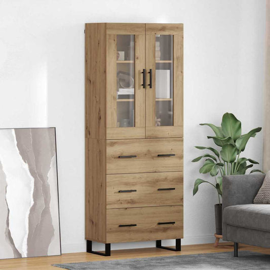 Vysoký Bufet 2 Ks Artisanový Dub 69,5 X 34 X 180 Cm