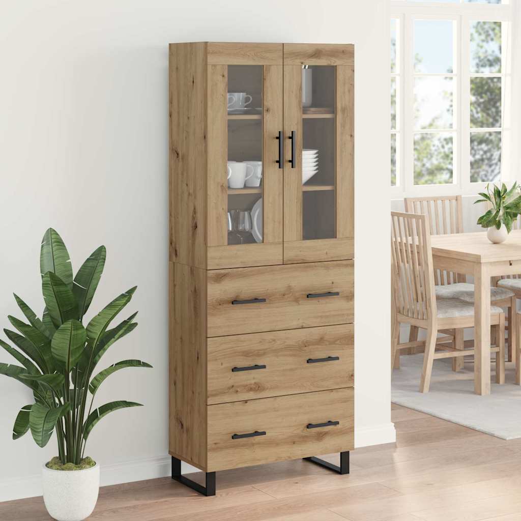 Vysoký Bufet 2 Ks Artisanový Dub 69,5 X 34 X 180 Cm