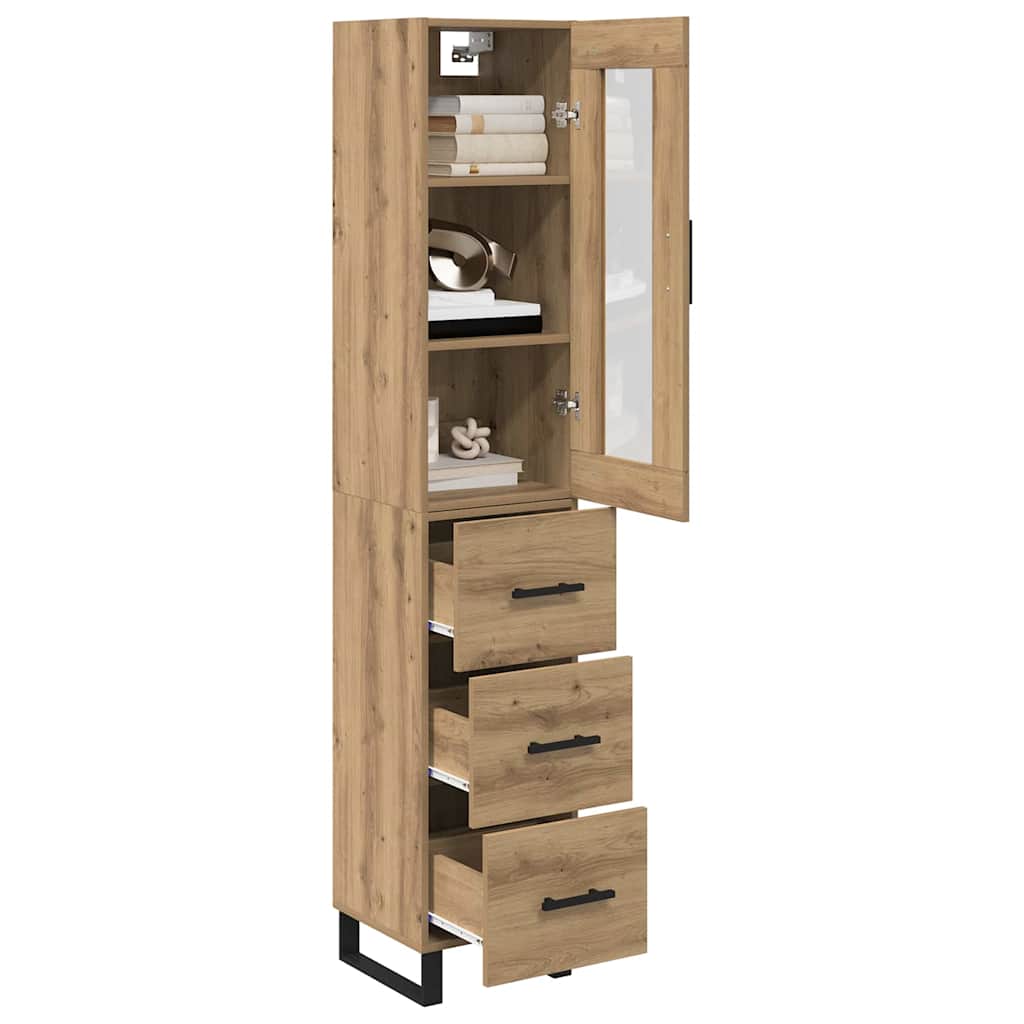 Vysoký Bufet Artisanový Dub 34,5 X 34 X 180 Cm Kompozitní Dřevo