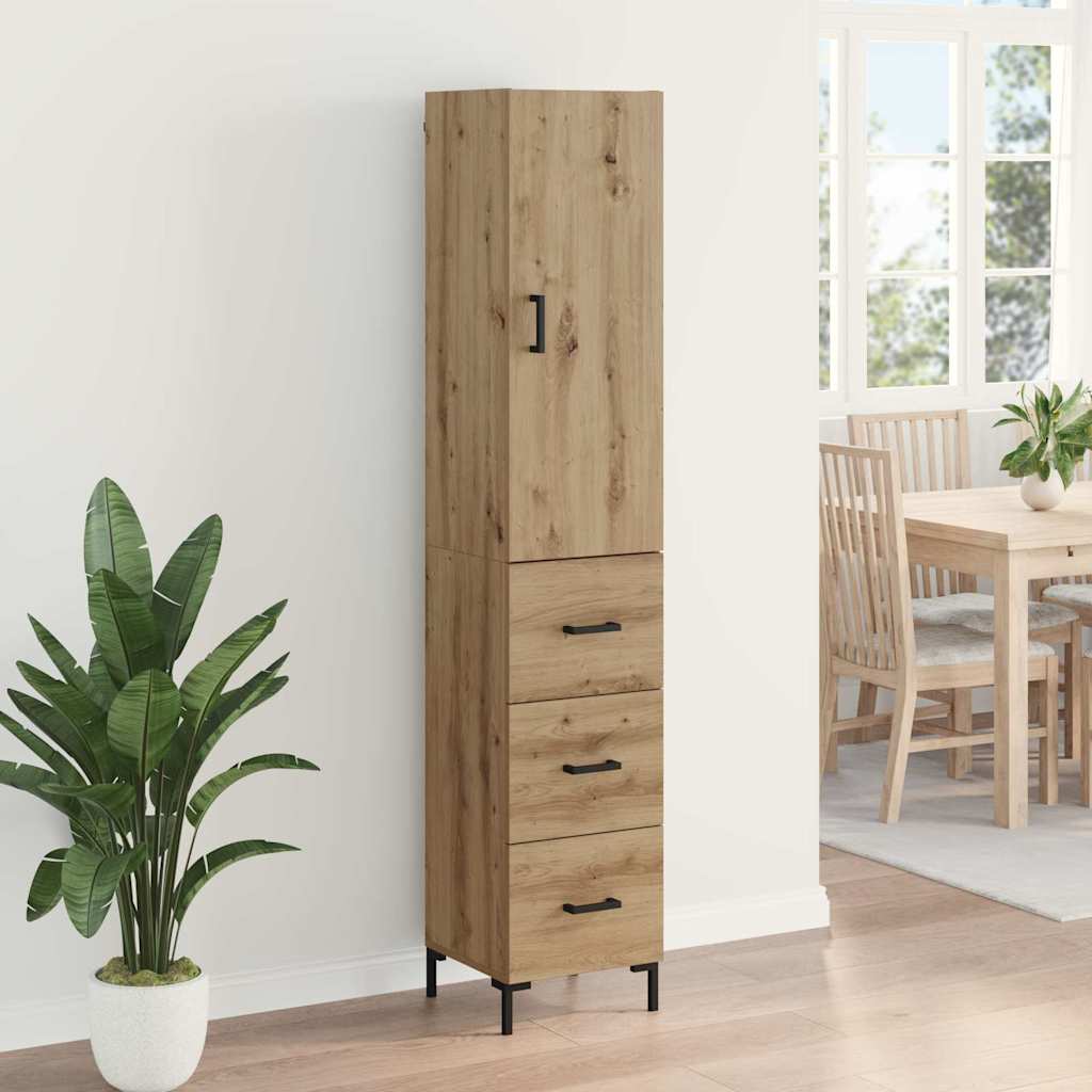 Vysoký Bufet Artisanový Dub 34,5 X 34 X 180 Cm Kompozitní Dřevo