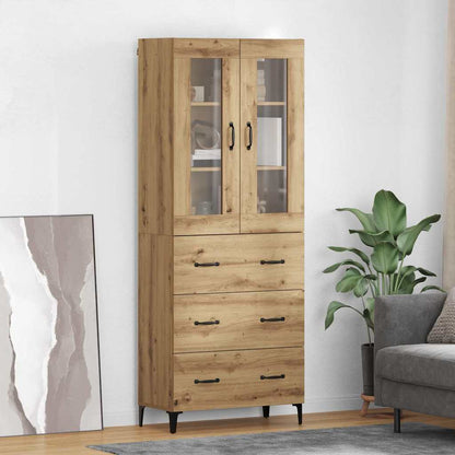 Vysoký Bufet Artisanový Dub 69,5 X 34 X 180 Cm Kompozitní Dřevo