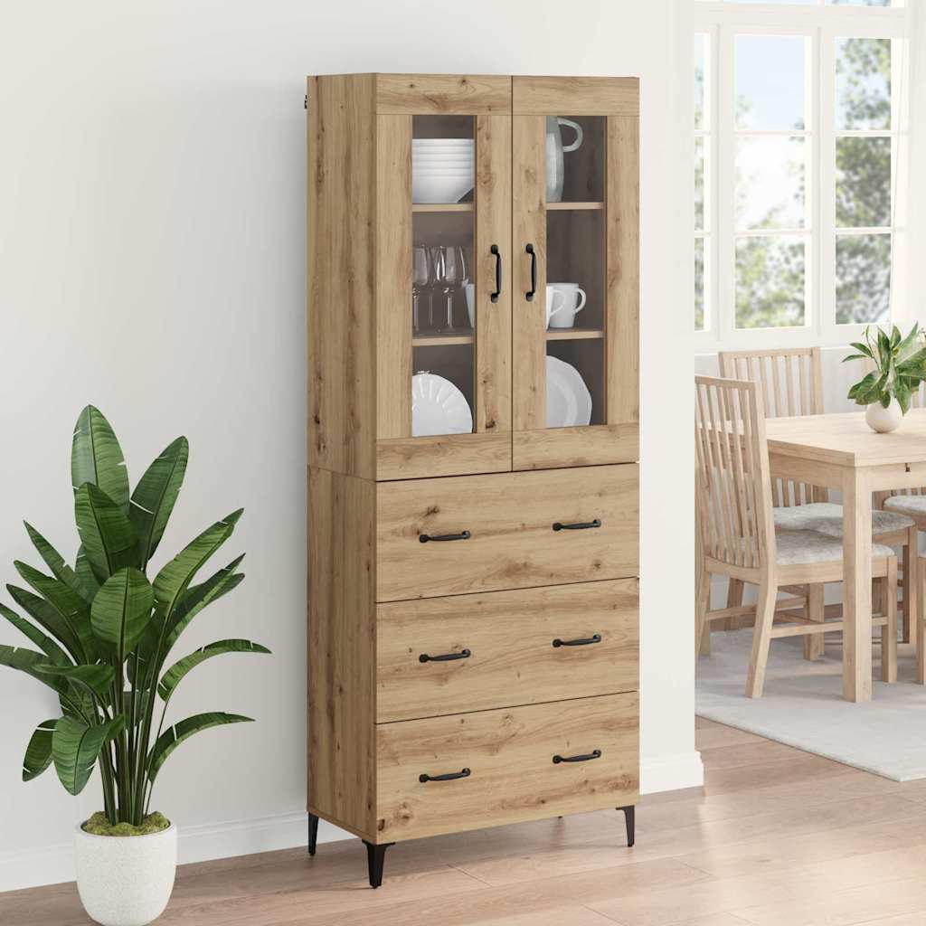 Vysoký Bufet Artisanový Dub 69,5 X 34 X 180 Cm Kompozitní Dřevo