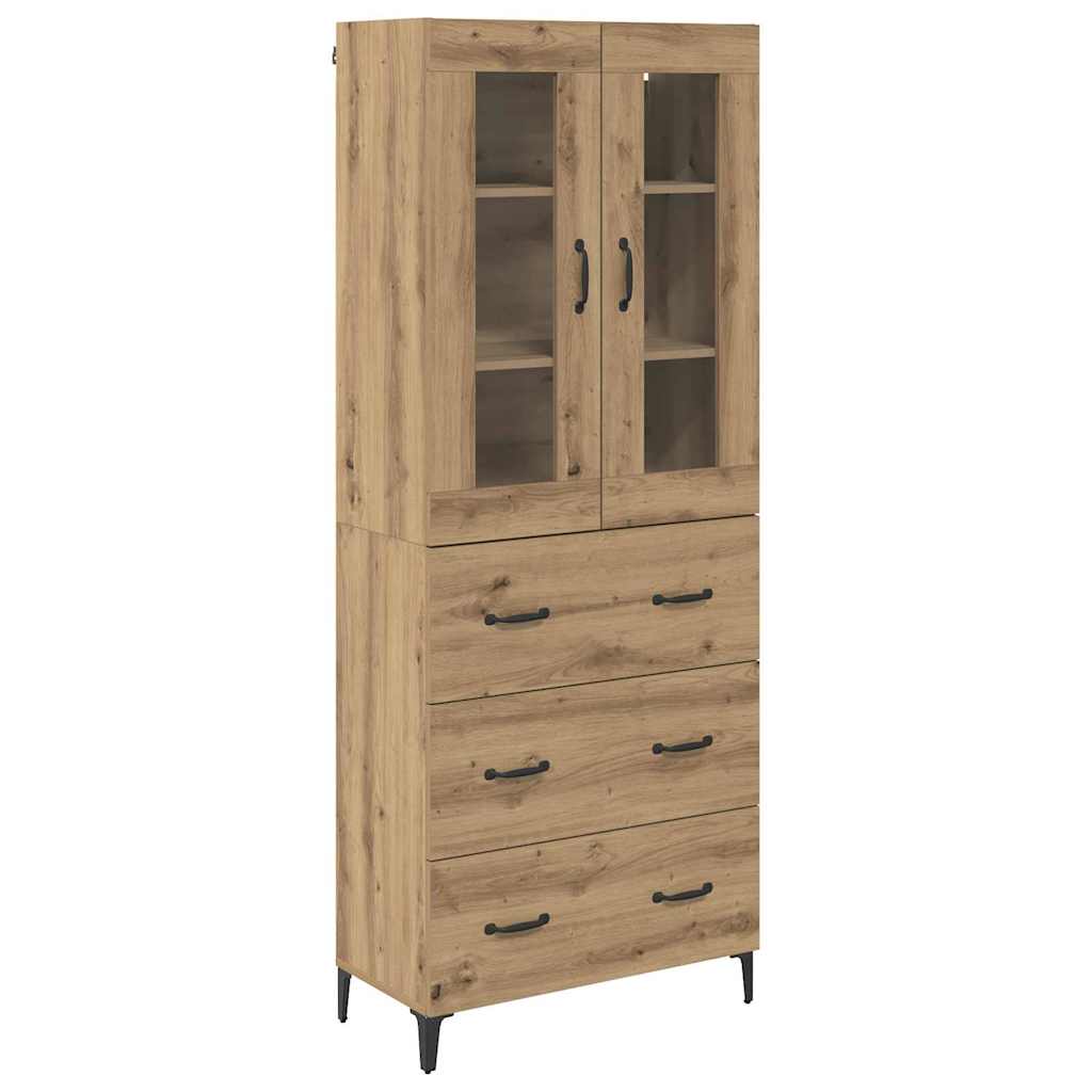 Vysoký Bufet Artisanový Dub 69,5 X 34 X 180 Cm Kompozitní Dřevo