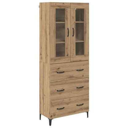 Vysoký Bufet Artisanový Dub 69,5 X 34 X 180 Cm Kompozitní Dřevo