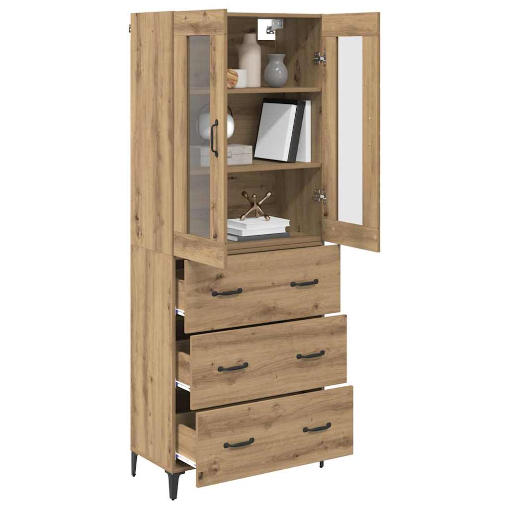 Vysoký Bufet Artisanový Dub 69,5 X 34 X 180 Cm Kompozitní Dřevo