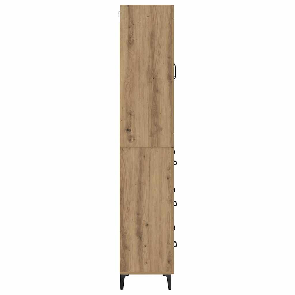 Vysoký Bufet Artisanový Dub 69,5 X 34 X 180 Cm Kompozitní Dřevo