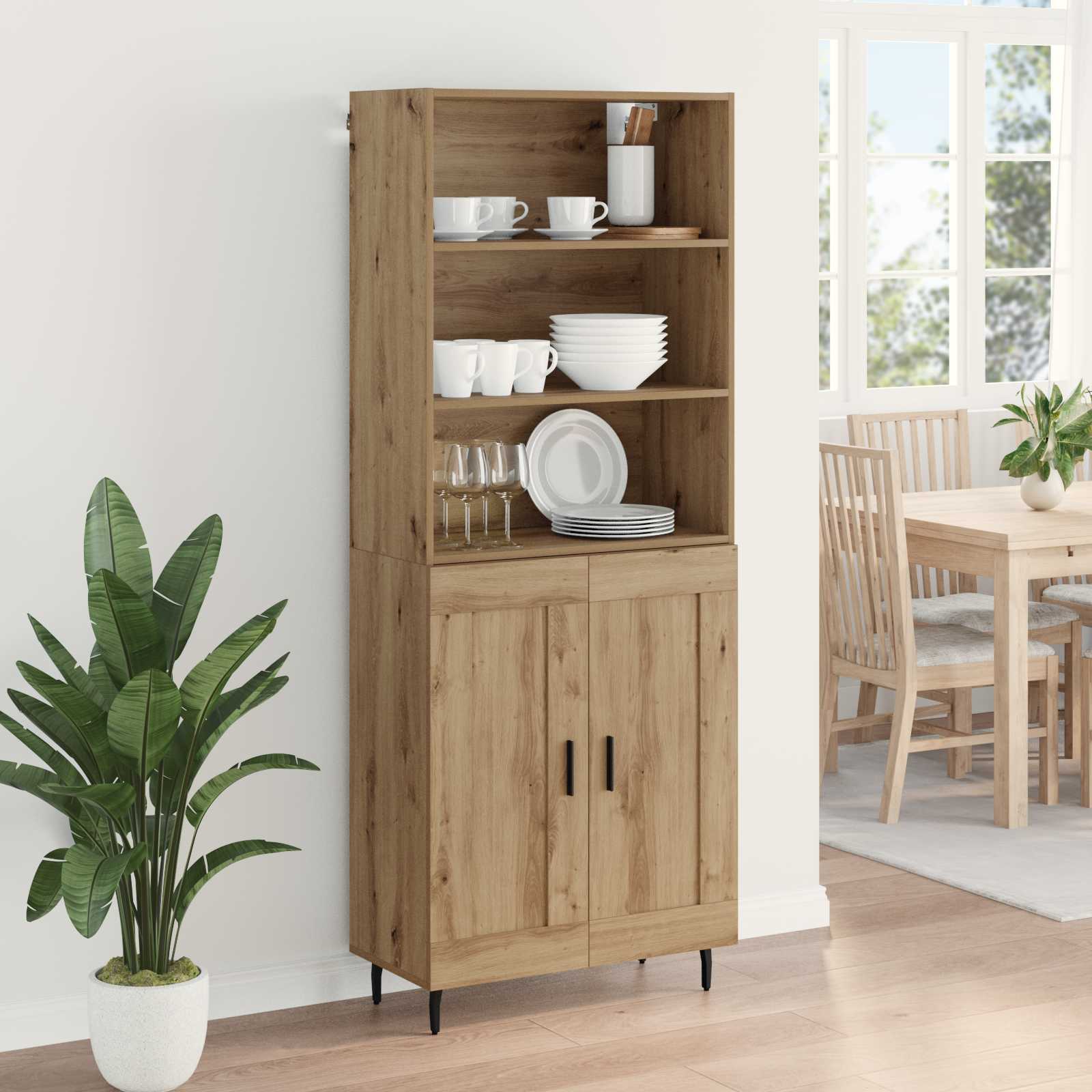 Vysoký Bufet 2 Ks Artisanový Dub 69,5 X 32,5 X 180 Cm