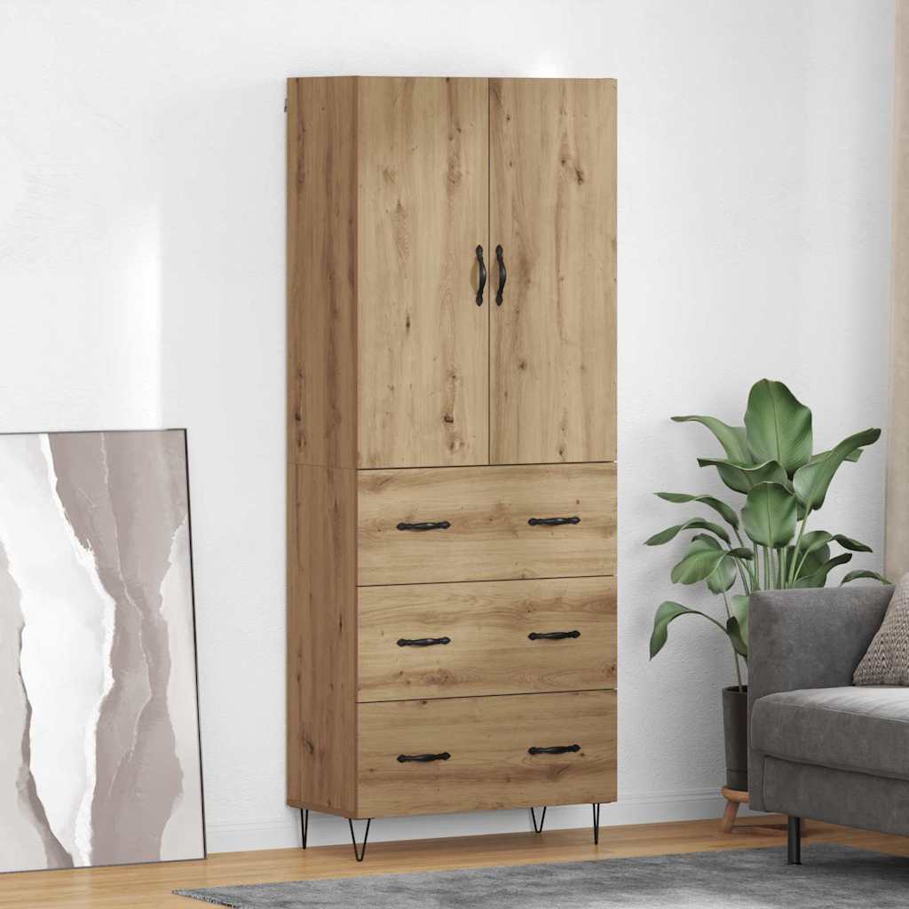 Vysoký Bufet 2 Ks Artisanový Dub 69,5 X 34 X 180 Cm