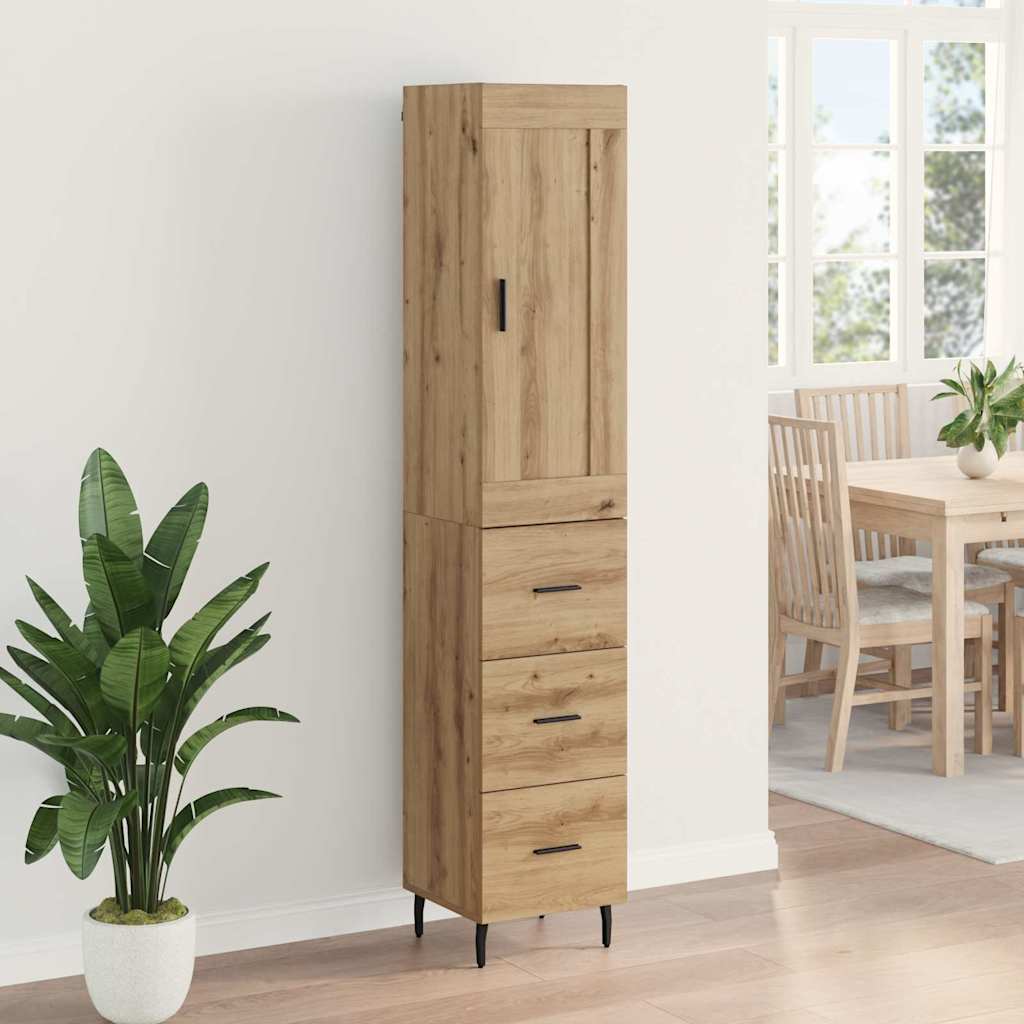 Vysoký Bufet Artisanový Dub 34,5 X 34 X 180 Cm Kompozitní Dřevo