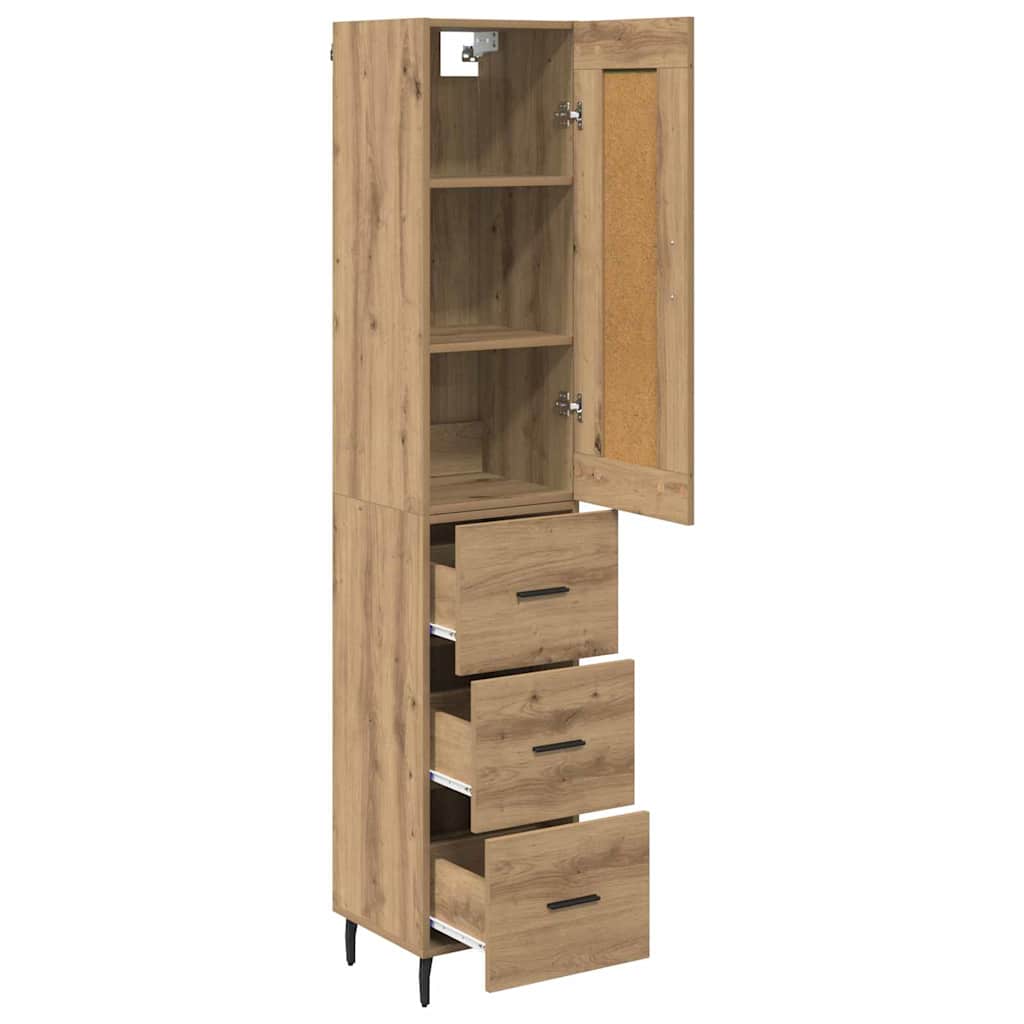 Vysoký Bufet Artisanový Dub 34,5 X 34 X 180 Cm Kompozitní Dřevo