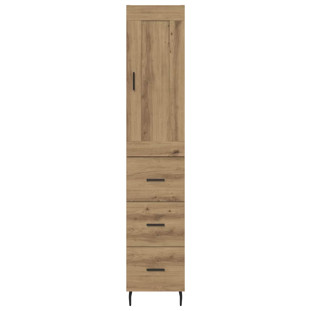 Vysoký Bufet Artisanový Dub 34,5 X 34 X 180 Cm Kompozitní Dřevo