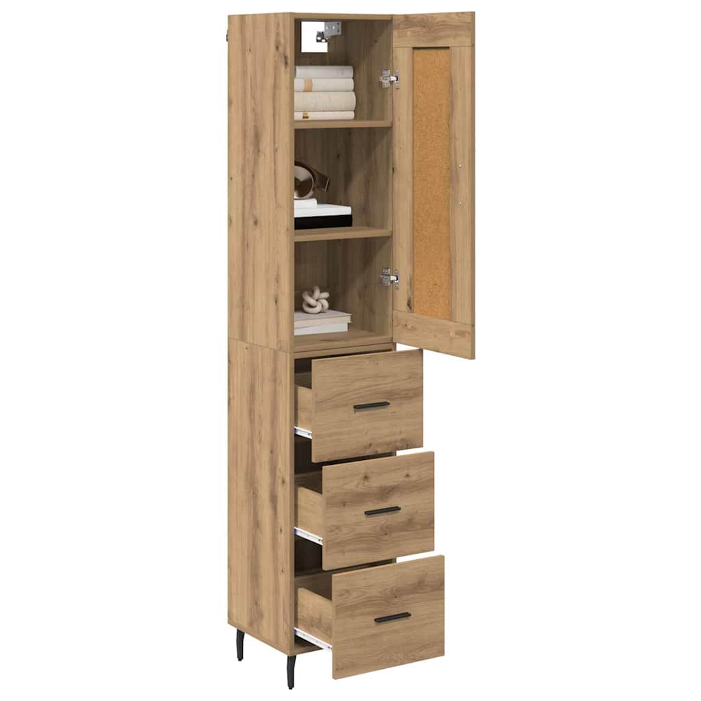 Vysoký Bufet Artisanový Dub 34,5 X 34 X 180 Cm Kompozitní Dřevo