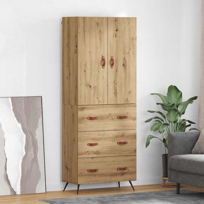 Vysoký Bufet Artisanový Dub 69,5 X 34 X 180 Cm Kompozitní Dřevo