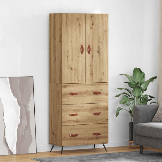 Vysoký Bufet Artisanový Dub 69,5 X 34 X 180 Cm Kompozitní Dřevo