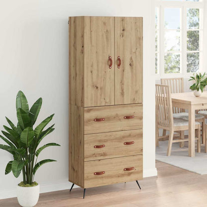 Vysoký Bufet Artisanový Dub 69,5 X 34 X 180 Cm Kompozitní Dřevo